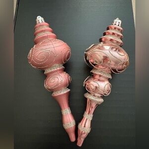 Elegant Pink Finial Holiday Ornaments